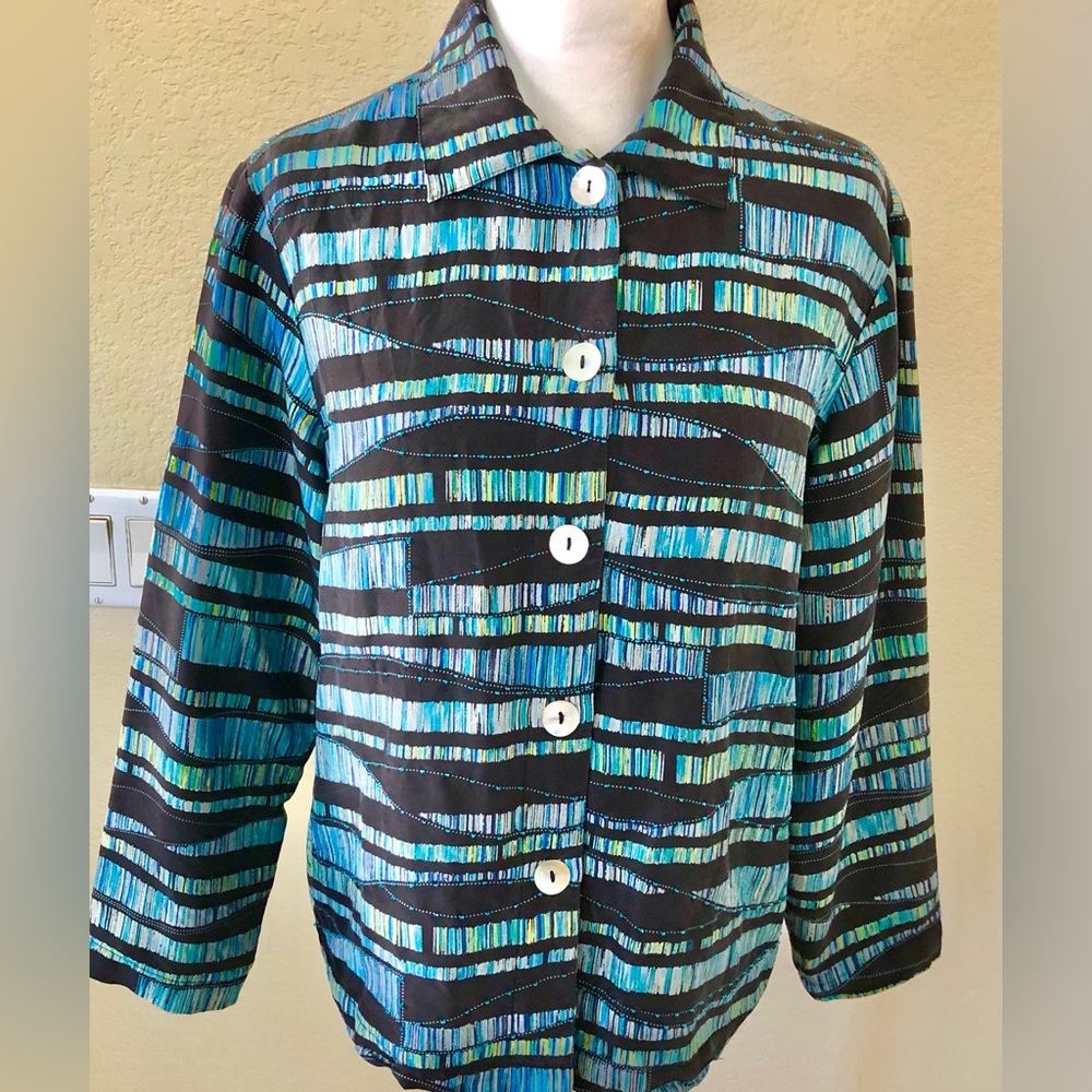 Mirasol Gorgeous Silk Vintage Lightweight Jacket Beaded Front